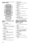 Page 1818GB
Remote control
Buttons for the operation of this 
stand
A?/1 (on/standby)
Press to turn the stand on or off.
BLEVEL
Press to adjust the level of the center speaker 
and subwoofer. This setting is applied to all 
sound fields.
CAMP MENU
Press to display the menu of the stand 
(page 32).
DC, X, x, c or 
Press C, X, x or c to select the settings. 
Then press   to enter the selection.
EMENU
Press to preset a radio station or name the 
preset station (page 21, 23).
FDIMMER
Press to select the brightness...