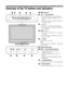 Page 1212 GB
KDL-20S2020
2-685-333-14(1)
Overview of the TV buttons and indicators
1MENU (page 19)
2/  – Input select/OK
 In TV mode (page 18): Selects the input 
source from equipment connected to the TV 
sockets.
 In TV menu: Selects the menu or option, and 
confirm the setting.
32 +/-/G/g
 Increases (+) or decreases (-) the volume.
 In TV menu: Moves through the options left 
(
G) or right (g).
4PROG +/-/F/f
 In TV mode: Selects the next (+) or previous 
(-) channel.
 In TV menu: Moves through the options up...