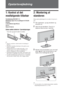 Page 44 DK
Opstartsvejledning
1: Kontrol af det 
medfølgende tilbehør
Fjernbetjening RM-ED017 (1)
Netledning (Type C-6) (1) (undtagen til 37/32/26 
tommer)
To AA-batterier (type R6) (2)
Fod (1)
Skruer til fod (4)
Sådan sættes batterier i fjernbetjeningen
~ 
• Sørg for, at polerne vender korrekt ved isætning af 
batterier.
• Brug ikke forskellige batterityper eller gamle og nye 
batterier samtidigt.
• Bortskaf batterier på en miljøvenlig måde. I visse 
områder kan der være regler for bortskaffelse af...