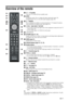 Page 1111 GB
Overview of the remote
1"/1 – TV standby
Turns the TV on and off from standby mode.
2AUDIO
In analogue mode: Press to change the dual sound mode (page 24).
In digital mode: Press to select the audio language (page 30).
3 – Subtitles
Press to display the subtitles on current program if  TV channels broadcast 
such information (in digital mode only) (page 30).
4/  – Input select / Text hold
 In TV mode: Selects the input source from equipment connected to the TV 
sockets (page 18).
 In Text...