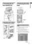 Page 55 GB
Start-up Guide3: Preventing the TV 
from toppling over
4: Bundling the cables
5: Performing the initial 
setup
1Connect the TV to your mains socket 
(220-240 V AC, 50 Hz).
2Press 1 on the top edge of the TV.
When you turn on the TV for the first time, the 
Language menu appears on the screen.
3Press F/f/G/g to select the language 
displayed on the menu screens, then press 
.
Selecting the language and country/
region
3,4,6,7
9
Continued
 