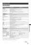 Page 3939 GB
Additional Information
Specifications
* Specified standby power is reached after the TV finishes necessary internal processes.
Design and specifications are subject to change without notice.
Additional Information
Model nameKDL-40V3000KDL-46V3000
System
Panel System
LCD (Liquid Crystal Display) Panel
TV SystemAnalogue: Depending on your country/region selection: B/G/H, D/K, L, I
Digital: DVB-T/DVB-C
Colour/Video SystemAnalogue: PAL, SECAM, NTSC 3.58, 4.43 (only Video In)
Digital: MPEG-2 MP@ML...
