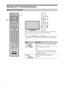 Page 1010 GB
Remote and TV Controls/Indicators
Remote and TV controls
Buttons on the TV will work the same as those on the remote.
* In the TV menu, these buttons will work as F/f/G/g/.
z
5, N, PROG + and AUDIO buttons on the remote have 
a tactile dot. Use the tactile dots as a reference when operating the 
TV.
ButtonDescription
1"/1 (TV 
standby)Press to turn the TV on and off from standby 
mode.
21 (Power)Press to turn the TV on or off.
~
 To disconnect the TV, turn off the TV, then 
unplug the mains...