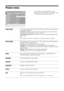 Page 2828 GB
Picture menu
You can select the options listed below on the 
“Picture” menu. To select options in “Settings”, refer 
to “Navigating through menus” (page 27).
Target InputsFor the input currently being viewed, select whether to use the common setting or to 
set each item separately.
“Common”: Applies common settings whose adjustments are shared with other 
inputs in which “Target Inputs” is set to “Common”. 
Current input name (e.g. AV1): Allows you to set each option separately for the 
current...