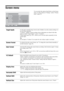 Page 3030 GB
Screen menu
You can select the options listed below on the Screen 
menu. To select options in “Settings”, refer to “Picture 
menu” (page 25).
Target InputsFor the input currently being viewed, select whether to use the common setting or to 
set each item separately.
“Common”: Applies common settings whose adjustments are shared with other 
inputs in which “Target Inputs” is set to “Common”. 
Current input name (e.g. AV1): Allows you to set each option separately for the 
current input.
Tip
Set each...