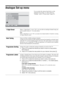 Page 3636 GB
Analogue Set-up menu
You can select the options listed below on the 
Analogue Set-up menu. To select options in 
“Settings”, refer to “Picture menu” (page 25).
1 Digit DirectWhen “1 Digit Direct” is set to “On”, you can select an analogue channel using one 
preset number button (0 - 9) on the remote.
Note
When “1 Digit Direct” is set to “On”, you cannot select channel numbers 10 and above entering 
two digits using the remote.
Auto TuningTunes in all the available analogue channels.
Usually you do...