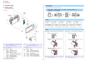 Page 8A6CCCE74558B3E905AD2CEF677F08944E4F80AE9D638E1A7EC0B95815DA1F3ED
NEX-3A/3D/3K/5A/5D/5K/5CK/5H_L2
2-3
2-1.
 EXPLODED  VIEWS
2-1-1. OVERALL  SECTION 
(NEX-5A/5D/5K/5CK/
5H)
ns:	not	supplied
Ref. No. Part No. DescriptionRef. No. Part No. Description
DISASSEMBLY
 1 X-2547-947-2 LID ASSY (BLACK), BT (BLACK) 1 X-2547-948-2 LID ASSY (SILVER), BT (SILVER)
* 2 4-191-980-01 LABEL, MS 3 4-186-475-01 SPRING, BT LID OPEN (Note4) 4 X-2547-945-1 CABINET (REAR) ASSY (BRACK) (BLACK) (Note1, 2)
 4 X-2547-946-1 CABINET...
