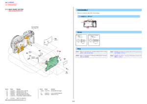 Page 10A6CCCE74558B3E905AD2CEF677F08944E4F80AE9D638E1A7EC0B95815DA1F3ED
NEX-3A/3D/3K/5A/5D/5K/5CK/5H_L2
2-5
Ref. No. Part No. DescriptionRef. No. Part No. Description
2-1-3. MAIN  BOARD  SECTION 
(NEX-5A/5D/5K/5CK/5H)DISASSEMBLY
* 101 4-186-559-01 GROUND PLATE (L), BOTTOM
* 102 4-186-561-01 GROUND PLATE (L), TOP
* 103 4-186-560-01 GROUND PLATE (G), BOTTOM 104 4-186-573-01 INSULATING SHEET B (SY) (Note1) 105 A-1782-475-A SY-258 BOARD, COMPLETE (SERVICE)
 106 4-187-240-01 SHEET (SY), RADIATION
 MIC902...