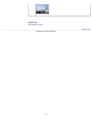 Page 148Related  Topic
DISP  (Display  Contents)
 Back to  top
Copyright  2012 Sony  Corporation
141  