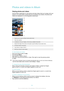 Page 95Photos and videos in Album
Viewing photos and videos Use the Album application to view photos and play videos that you’ve taken with your
camera, or to view similar content that you've saved to your device. All photos and
videos are displayed in a chronologically ordered grid.
1Tap the icon to open the Album home screen menu2View menu options3A slideshow of all your images, or the ones you added to favourites4Drag the left edge of the screen to the right to open the Album home screen menu5The date of...