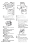 Page 110
ES
10
ABotón  (extracción de flash)
B Pantalla LCD
 Puede ajustar la pantalla LCD a un 
ángulo fácilmente visible y tomar 
imágenes desde cualquier posición.
C Luz de acceso
D Tapa de la tarjeta de memoria/
terminal
E Sensor de Wi-Fi (incorporado)
F Botón MOVIE (Película)
G Botón MENU
H Rueda de control
I Botón   (Guía en la cámara) /
 (Borrar)
J Botón (Reproducción)
K Terminal multi/micro USB
 Admite dispositivo compatible 
con micro USB.
L Luz de carga
M Ranura para tarjeta de memoria
N Toma micro...