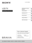 Page 14-458-509-12(1)
LCD TV
Operating Instructions
Introducing Your New 
BRAVIA®
Getting Started
Operating the TV
Using Features
Using the Menus
Other Information
Sony Customer Support
U.S.A.: http://www.sony.com/tvsupport
Canada: http://www.sony.ca/support
United States 
1.800.222.SONYCanada 
1.877.899.SONY
Please Do Not Return
the Product to the Store
KDL-46R453A / 46R450A / 40R471A / 40R450A / 32R421A / 32R400A 
