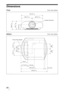 Page 90 90
Dimensions
FrontUnit: mm (inches)
BottomUnit: mm (inches)
Center of the lens
520 (201/2)
260 (10
1/4) 260 (101/4)
208 (8
1/4)
200 (77/8)
109 (4
3/8)
Front of the cabinet
164 (6
1/2) 164 (6
1/2)
81.5 
(31/4)81.5 
(3
1/4)
120 
(43/4) 120 
(4
3/4)
150 (6)
171.3 (6
3/4)
563.5 (22
1/4)
640 (25
1/4)18.1 (
23/32) 150.6 (6) 