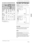 Page 2323 (GB)
(NTSC3.58/
4.43 only)
Input signals and adjustable/setting items
Input signal
Video or Compo-Pro-RGB1)B&W
S video (Y/C) nent/
gres-
15k RGBsive
Compo-
nent/
HDTV/
DTV
CONTRAST
BRIGHT
COLOR––
HUE
––
SHARP–
RGB––––
ENHANCER
D. PICTURE
––
COLOR
TEMP
COLOR
–––
SYS
DRC-MF
––
 : Adjustable/can be set
– : Not adjustable/can not be set
The INPUT SETTING Menu
The INPUT SETTING menu is used to adjust the
input signal.
Unadjustable items depending on the input signal are
not displayed in the menu.
DOT...