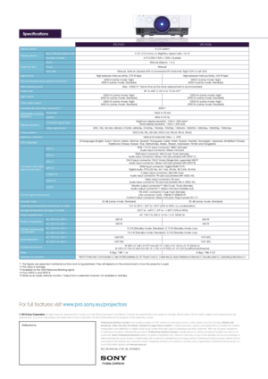 Page 8Specifications
Distributed byProfessional Solutions Europe is the leading supplier of AV/IT solutions to businesses across a wide variety of sectors including, Media and 
Broadcast,  Video Security and Retail, Transport & Large Venue markets. It delivers products, systems and applications to enable the creation, 
manipulation and distribution of digital audio-visual content that add value to businesses and their customers. With over 25 years’ experience 
in delivering innovative market-leading products,...