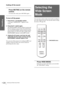 Page 24GB 24Selecting the Wide Screen Mode
Projecting
Cutting off the sound
Press MUTING on the remote 
control.
To restore the sound, press MUTING again.
To turn off the power
1 Press the [/1 (on/standby) switch.
A message “POWER OFF?” appears on the 
screen.
2 Press the [/1 switch again.
The ON/STANDBY indicator flashes in green and 
the fan continues to run to reduce the internal heat. 
Also, the ON/STANDBY indicator flashes quickly 
during which you will not be able to light up the 
ON/STANDBY indicator...