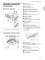 Page 937 (ES)
Ubicación y función de
los controles
Parte frontal / izquierda
1 Anillo de zoom
Ajusta el tamaño de la imagen.
2 Anillo de enfoque
Ajusta el enfoque de la imagen.
3 Detector frontal de mando a distancia
4 Orificios de ventilación (exhaustación)
5 Objetivo
Retire la tapa del objetivo antes de la proyección.
6 Botones de ajustador
7 Desbloqueo del asa
Presiónelo para que salga el asa de transporte 0.
8 Panel de conectores
Para más información, consulte “Panel de conectores” en
la página 11 (ES)....