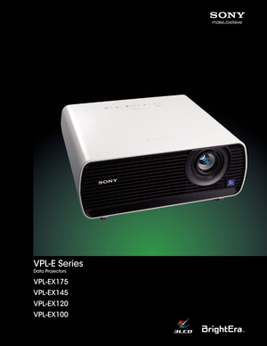 Page 1VPL-EX175
VPL-EX145
VPL-EX120
VPL-EX100
VPL-E Series
Data Projectors 