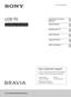 Page 14-418-730-11(1)
LCD TV
Operating Instructions
Introducing Your New 
BRAVIA®
Getting Started
Operating the TV
Using Features
Using the Menus
Other Information
Sony Customer Support
U.S.A.: http://www.sony.com/tvsupport
Canada: http://www.sony.ca/support
United States 
1.800.222.SONYCanada 
1.877.899.SONY
Please Do Not Return
the Product to the Store
KDL-55EX640/46EX640/40EX640 