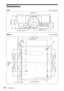 Page 6060Dimensions
Dimensions
FrontUnit: mm (inches)
BottomUnit: mm (inches)
S VIDEO  IN VIDEO  IN
RS-232C
CONTROL S
INPUT EINPUT B
R/PRG/Y HD VD
OUTPUTMONITORB/PBINPUT C INPUT D      HDMIRGBDVI-D
INPUT A
IN OUT
PLUG IN POWER
265 (10 7/16) 530 (20 
7/8)
105 (4 
1/8) 204 (8 
1/32)
Center of the lens
213 (8 
3/8)
62.5 
(2 15/32)
216 (8 
1/2)
474 (18 21/32)
137.2 
(5 
13/32)
14  ( 
9/16 )475.2 (18 23/32) 545 (21 
15/32)
131 (5 
5/32)
Center 
of the 
lensø24
131 (5 
5/32) 215 (8 
15/32)
141 (5 9/16)215 (8 
15/32)...