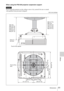 Page 6161Dimensions
Others
When using the PSS-630 projector suspension support 
Never mount the projector on the ceiling or move it by yourself. Be sure to consult
with qualified Sony personnel (charged).
Unit: mm (inches)
Caution
Front of the 
lens
150 (5 
29/32)
530 (20 
7/8)
234 (9 7/32)
265 (10 
7/16)60 (2 
3/8)
311 (12 1/4)150 (5 
29/32) Front of the cabinet
60 (2 
3/8)
350 (13 7/8)
380 (15)
410 (16 
1/4)
440 (17 3/8)
470 (18 5/8)
500 (19 3/4) 455 (18)
485 (19 
1/8)
515 (20 3/8)
545 (21 1/2)
575 (22 3/4)...