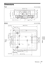 Page 5151Dimensions
Others
Dimensions
FrontUnit: mm (inches)
BottomUnit: mm (inches)
195 (7 11/16) 390 (15 
11/32)
134 (5 
9/32)
81 (3 
3/16) 148 (5 13/16)
Center of the lens
63 (2 
15/32)
195 (7 
11/16)
361 (14 7/32) 122 (4 
13/16)463 (18 
7/32)
134 (5 
9/32)134 (5 
9/32)
86 (3 3/8)15 (
19/32)
50 (131/32)
50 (131/32)
81.5 (3 
7/32) 81.5 (3 
7/32)
ø18 (23/32) ø18 (
23/32)
Center 
of the 
lens
272.6 (10 
23/32) 