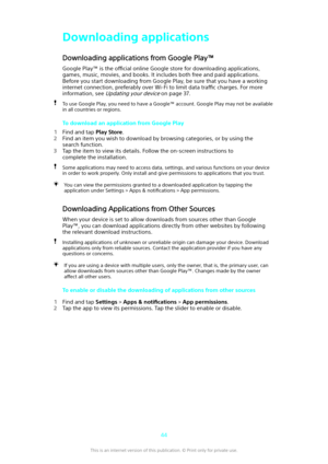 Page 44Downloading applicationsDownloading applications from Google Play