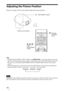 Page 10 10
Adjusting the Picture Position
Project an image on the screen and then adjust the picture position.
Tips

?/1 (ON/STANDBY), INPUT, MENU, and M/m/