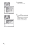 Page 408IT 42
1Premere MENU.
Appare la finestra del menu.
2Premere M/m per selezionare 
una voce di menu e premere , 
o .
Appaiono le voci che possono essere 
impostate o regolate con il menu 
selezionato. La voce attualmente 
selezionata è mostrata in bianco. 