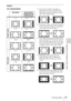 Page 2323The Screen Menu
Adjustments and Settings Using a Menu
Aspect
VPL-SW630/SW620*1: If you select “Normal,” the image is 
projected in the same resolution as the 
input signal without changing the aspect 
ratio of the original image.
*2: If you select “Full2,” the image is projected 
to fit the projected image size, regardless 
of the aspect ratio of the image.
*3: If you adjust the projected image position 
using an image with 16:9 aspect ratio and 
then switch the input source to 4:3 image, 
the top and...