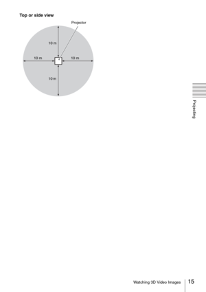 Page 1515Watching 3D Video Images
Projecting
Top or side view
Projector
10 m  10 m 10 m 
10 m  