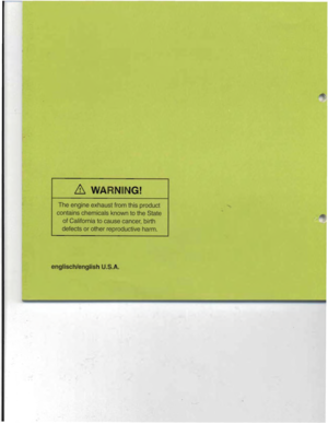 Page 57&WARNING!
Theengineexhaustfromthisproduct
contains chemicals
knowntotheState
ofCaliforniatocausecancer.birth
defectsorother reproductiveharm.
englisch/english U.S.A. 