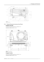 Page 132. Packaging and Dimensions
Image 2-3
Side view dimensions
2.5.2 Projector Dimensions (Inclusive Dust Filters)
Projector Front View
The value of the projector dimensions is indicated in mm.
Conversion to inches: 24.5 mm = 1 mm
Air OUTIR-receiver
Image 2-4
Projector front view dimensions
Projector Top View
The value of the projector dimensions is indicated in mm.
Conversion to inches: 24.5 mm = 1 mm
R5976654 SLM R12+ 27/01/2005
9 