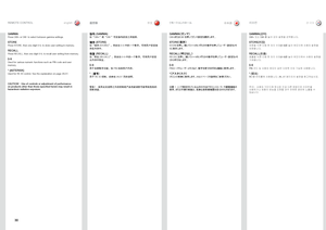 Page 3030
GAMMAPress GM+ or GM- to select between gamma settings . 
STOREPress STORE, then one digit 0-9, to store user setting in memory  .
RECALLPress RECALL, then one digit 0-9, to recall user setting from memory  .
0-9Used for various numeric functions such as PIN code and user memory .
* (ASTERISK)Used for RC ID control . See the explanation on page 26/27 .
CAUTION! - Use of controls or adjustment of performance on products other than those specified herein may result in hazardous radiation exposure.
伽玛...