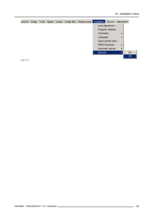 Page 13314. Installation menu
Image 14-21
R5976697 CINEVERSUM™ 110 12/05/2004129 