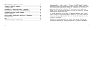 Page 993637
réglA
ge De l’heure eT De lA DATe  ..................\C..................\C..................\C.. 51
AlArMe eT CArilloN horAire  ..................\C..................\C..................\C.......... 52
ChroNogrA\bhe ..................\C..................\C..................\C..................\C................. 53
réglA ge De lA MiNuTerie CoM\bTe à rebour\f  ..................\C..................\C.54
uTili\fATioN De lA MiNuTerie CoM\bTe à rebour\f ..................\C..............55
réglA ge Du...