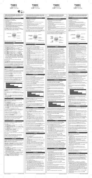 Page 7Thank you for purchasing your Timex® waTch. 
Please read instructions carefully to understand how to 
operate your Timex
® watch.
feaTures anD Basic operaTion
•    Time with 12- or 24-hour format•   Date with MM-DD or DD.MM format•   3 time zones•   Optional hourly chime•   100-hour chronograph with memory for 30 laps/splits•   24-hour countdown timer (count down and stop or repeat)•   Occasion reminders•   3 daily/weekday/weekend alarms with 5-minute backup•   Customizable mode set (Select “HIDE” for...