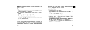 Page 1933
Elabels to help you see the intensity you should follow in your training
(Interval #, WARM, SLOW, MED, FAST and COOL).
Setting Interval Timers
1. Press MODE until INT TIMER appears.
2. Press STOP/RESET to select the workout you want to use (WRK-1, 2,or 3).
3. Press SET and SET INT TIMER will appear.
4. To select the interval (1-16) press START/SPLIT (+) or STOP/RESET (-).
5. Press MODE (NEXT) to set the interval time (HH:MM: SS) with START/SPLIT (+) or STOP/RESET (-).
6. Press MODE (NEXT) to select...