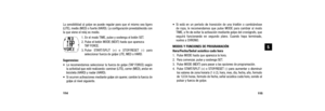 Page 60• Si está en un período de transición de una triatlón o cambiándose de ropa, le recomendamos que pulse MODE para cambiar al modo
TIME, a fin de evitar la activación mediante golpe del cronógrafo, que
seguirá funcionando en segundo plano. Cuando haya terminado,
vuelva a CHRONO.
MODOS Y FUNCIONES DE PROGRAMACIÓN
Hora/Fecha/Señal acústica cada hora
1. Pulse MODE hasta que aparezca la hora.
2. Para comenzar, pulse y sostenga SET. 
3. Pulse MODE (NEXT) para pasar a las opciones de programación. 
4. Pulse...