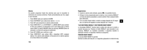 Page 71137
Sugerencias:
• Cuando la alarma está activada, aparece den la pantalla horaria.
• Al llegar la hora programada para la alarma, la luz nocturna INDIGLO
®y el ícono de alarma parpadean y suena la alerta. Pulse cualquier botón
para silenciarla.
• Si no se pulsa ningún botón, la alerta se apaga después de 20 segun- dos y la alarma de respaldo se activa después de 5 minutos.
*LUZ NOCTURNA INDIGLO
®CON FUNCIÓN NIGHT-MODE®
La tecnología INDIGLO®ilumina toda la esfera del reloj por la noche y
cuando hay poca...