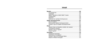 Page 205
Inhalt
Überblick ........................................................................\
..................................255Ein gesundes Herz ........................................................................\
..............255
Uhrenknöpfe ........................................................................\
......................257
INDIGLO
®-Nachtlicht mit NIGHT-MODE®-Funktion ......................................257...