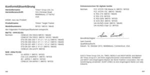 Page 134262263
Konformitätserklärung
herstellername: Timex® Group USA, Inc.
 herstelleranschrift: 555 Christian Road   Middlebury, CT 06762
 
 USA
erklärt
, dass das Produkt:
Produktname:
  Timex® Target Trainer
Modellnummern: 
 
M103 / M010 / M640
den folgenden Produktspezifikationen entspricht:
r

&TTE: 1999/05/EG 
Normen:	 CENELEC
	
EN
	
55024
	
(M010 	 / 	 M640) 
	 CENELEC
	
EN
	
55022:
	
(M010 	 / 	 M103 	 / 	 M640) 
	 ETSI
	
EN
	
300
	
330-1:
	
V1.3.1 	 / 	 V1.3.2 	 (M010 	 / 	 M640) 
	 ETSI
	
EN
	
300...