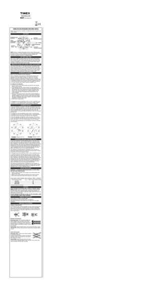 Page 1www.time\b.com
W257359-095002 EU
www.time\b.com
W257359-095002 EU
www.time\b.com
W257359-095002 EU
www.time\b.com
W257359-095002 EU
TH\bNK YOU FOR PURCH\bSING YOUR TIM\fX®W\bTCH. 
Please read instructions carefully to understand how to operate your Timex
®watch. 
F \f \bT U R \f S
NOTE:Watch is shipped with guard around crown. Remove guard
and push crown in to start. Altimeter must be calibrated before using to ensure accuracy and avoid improper altitude reading. SeeAltimeter Calibration section for...