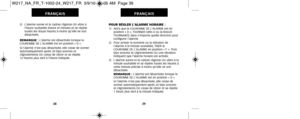 Page 85POUR RÉGLER L’ALARME HORAIRE :1)   Alors que la COURONNE DE L’ALARME est enposition « D », TOURNER celle-ci ou la BAGUE
TOURNANTE dans n’importe quelle direction pour
configurer l’alarme. 
2)   Pour activer la sonnerie ou la vibration de l’alarme à la minute souhaitée, TIRER la
COURONNE DE L’ALARME en position « F ». Trois
bips sonores et clignotements OU une vibration
indiquent que l’alarme horaire est   activée. 
3)   L’alarme sonne et le cadran clignote OU vibre à la minute souhaitée et se répète...