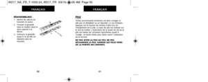 Page 91PILETimex recommande fortement de faire changer la
pile par un détaillant ou un bijoutier. Le cas échéant,
appuyer sur le bouton de remise à zéro lors du
changement de la pile. Le type de pile est indiqué sur
le  dos du boîtier. L’estimation de la durée de vie de la
pile est basée sur certaines hypothèses quant à
l’usage ; la durée réelle peut varier selon l’utilisation
de la montre.
NE PAS JETER LA PILE AU FEU. NE PAS
RECHARGER LA PILE. GARDER LES PILES HORS
DE LA PORTÉE DES ENFANTS.
51
FRANÇAIS...