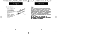Page 154PILETimex recommande fortement de faire changer la
pile par un détaillant ou un bijoutier. Le cas échéant,
appuyer sur le bouton de remise à zéro lors du
changement de la pile. Le type de pile est indiqué sur
le  dos du boîtier. L’estimation de la durée de vie de la
pile est basée sur certaines hypothèses quant à
l’usage ; la durée réelle peut varier selon l’utilisation
de la montre.
NE PAS JETER LA PILE AU FEU. NE PAS
RECHARGER LA PILE. GARDER LES PILES HORS
DE LA PORTÉE DES ENFANTS.
51
FRANÇAIS...