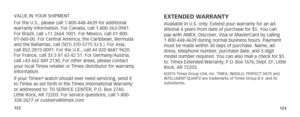 Page 64122123
VALUE IN YOUR SHIPMENT.
For the U.S., please call 1-800-448-4639 for additional 
warranty information. For Canada, call 1-800-263-0981. 
For Brazil, call +11 2664 1001. For Mexico, call 01-800-
01-060-00. For Central America, the Caribbean, Bermuda 
and the Bahamas, call (501) 370-5775 (U.S.). For Asia, 
call 852-2815-0091. For the U.K., call 44 020 8687 9620. 
For France, call 33 3 81 63 42 51. For Germany/Austria, 
call +43 662 889 2130. For other areas, please contact 
your local Timex retailer...