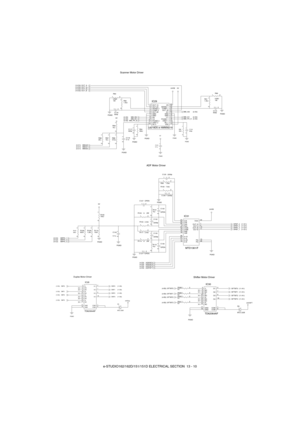 Page 124e-STUDIO162/162D/151/151D ELECTRICAL SECTION  13 - 10
C116
820p 12
C117
820p
1 2C118
820p1 2
C121
0.1u1 2
C115
820p12
C119
0.1u
1 2
R92
1.5kJ
21
R90
0.68J
1W2 1
R94
30kJ
21
R95
30kJ
21
R91
1.5kJ
21
R89
0.68J
1W2 1
R98
510J
21
R97
1kJ
21
R96
2kJ
21
R93
1kJ
21
IC29
L6219DS or AMM56219
OUT 2A 2
SENSE 2 3
COMP 2 4
OUT 2B 5
GND 6
GND 7
I02 8
I12 9
PHASE 2 10
VREF 2 11
RC 2 12
VSS13 RC 114 VREF 115 PHASE 116 I1117 GND18 GND19 I0120 OUT 1B21 COMP 122 SENSE 123 VS24
OUT 1A 1
5V
24VM 5V
5VPGND
PGND
PGNDPGNDPGND...