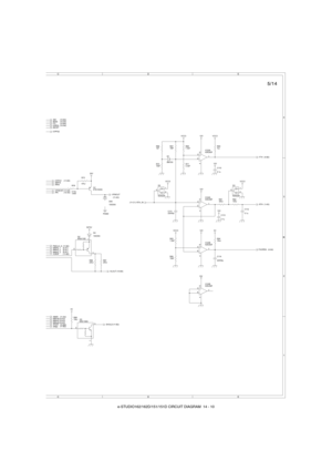 Page 136e-STUDIO162/162D/151/151D CIRCUIT DIAGRAM  14 - 10
R87
240J
R88
10kJ
D2
KDS2262 1
3
IC22B
KIA393F
5
678 4+
- R68
7.5kF
Q1
KTA1505S
IC24B
KIA358F
5
678 4+
- R83
1.2kF
R71
4.3kF
R78
4.7kJ
1/4W
R85
10kF
R73
47kJ
R84
10kJ
D1
MA700
D40
1SS355
C114
22000p
R67
1MF
R81
300J
R66
1kF
R82
100J
D3
KDS2262 1
3
C112
0.1u
R70
10kF
C111
22000p
C110
0.1u
IC24A
KIA358F
3
218 4+
-
C113
0.1u
IC22A
KIA393F
3
218 4+
-
D4
1SS355
Q2
KRA119S1
2
3
R69
1kJ
Q3
KRC106S
1
23
R86
240J
12V
24V
INT5V
12VVCC3
VCC3VCC3
12VVCC3
12V
12V...