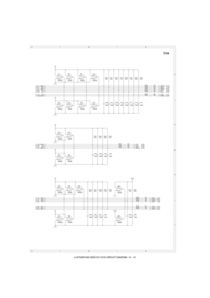 Page 140e-STUDIO162/162D/151/151D CIRCUIT DIAGRAM  14 - 14
R131 1kJ
R139
39kJ
R151
10kJ
R140
10kJ
D14
KDS226 2 1
3
R152
3.3kJ
C185
1000p
R119
4.7kJ
D15
KDS226 2 1
3
R148
7.5kJ
C186
1000p
C170
1000pD16
KDS226 2 1
3
R149
7.5kJ
C187
1000p
C200
1000p
C188
1000p
C203
1000p
R153 1kJ
C204
1000p
D18
KDS226 2 1
3
R154 1kJ
D7
KDS226 2 1
3
C201
1000p
D19
KDS226 2 1
3
D10
KDS226 2 1
3
C169
1000p
D8
KDS226 2 1
3
R155 1kJ
C202
1000p
D21
KDS226 2 1
3
D13
KDS226 2 1
3
D9
KDS226 2 1
3
R156 1kJ
D22
KDS226 2 1
3
R121
10kJR117...